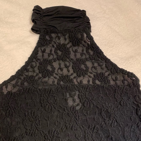 Halter Neck Open Back Transparent Lace Top - Picture 7 of 15